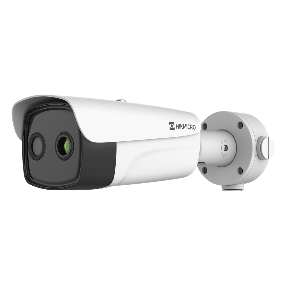 Hikmicro hm-td2638t-10/g1/t3y (HIKMICRO) Bala IP Bi-espectral / Térmica (384 X 288 / 9.7 mm) + Óptica (4 MP / 6.4 mm) / IA GUANLAN / Rango: -20°C a 650°C / 2°C Margen / Detección de Fuego y Humo / Alarma Visual y Audible / Dual Light / PoE / IP67 / Ant