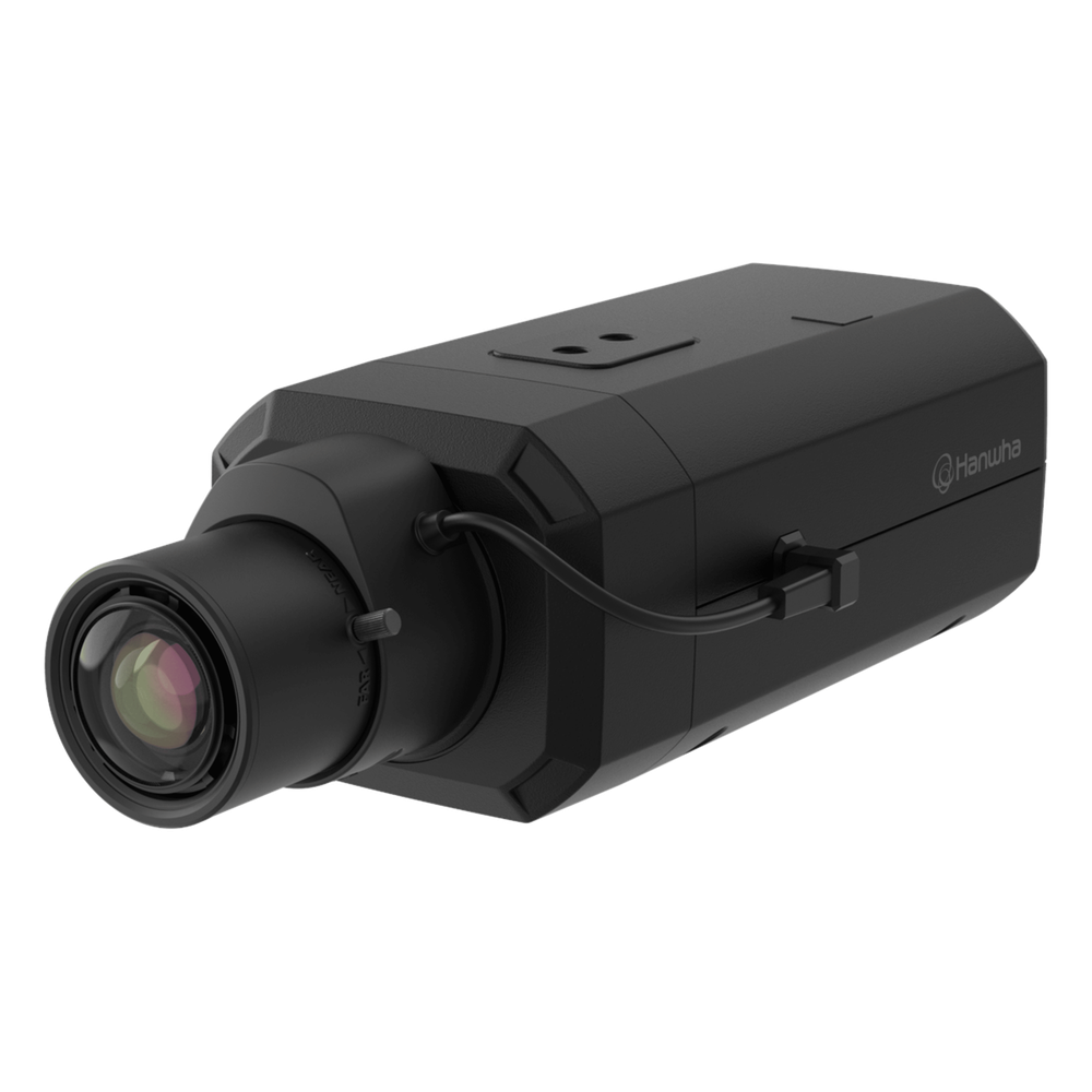 Hanwha Vision xnb-a8004 Cámara AI Box / 5 Megapíxeles (2560x1920) / Doble NPU Wisenet 9 / Inteligencia Artificial / Análisis Avanzado / extremeWDR 120 dB / PoE+12VDC / C-Mount-CS-Mount