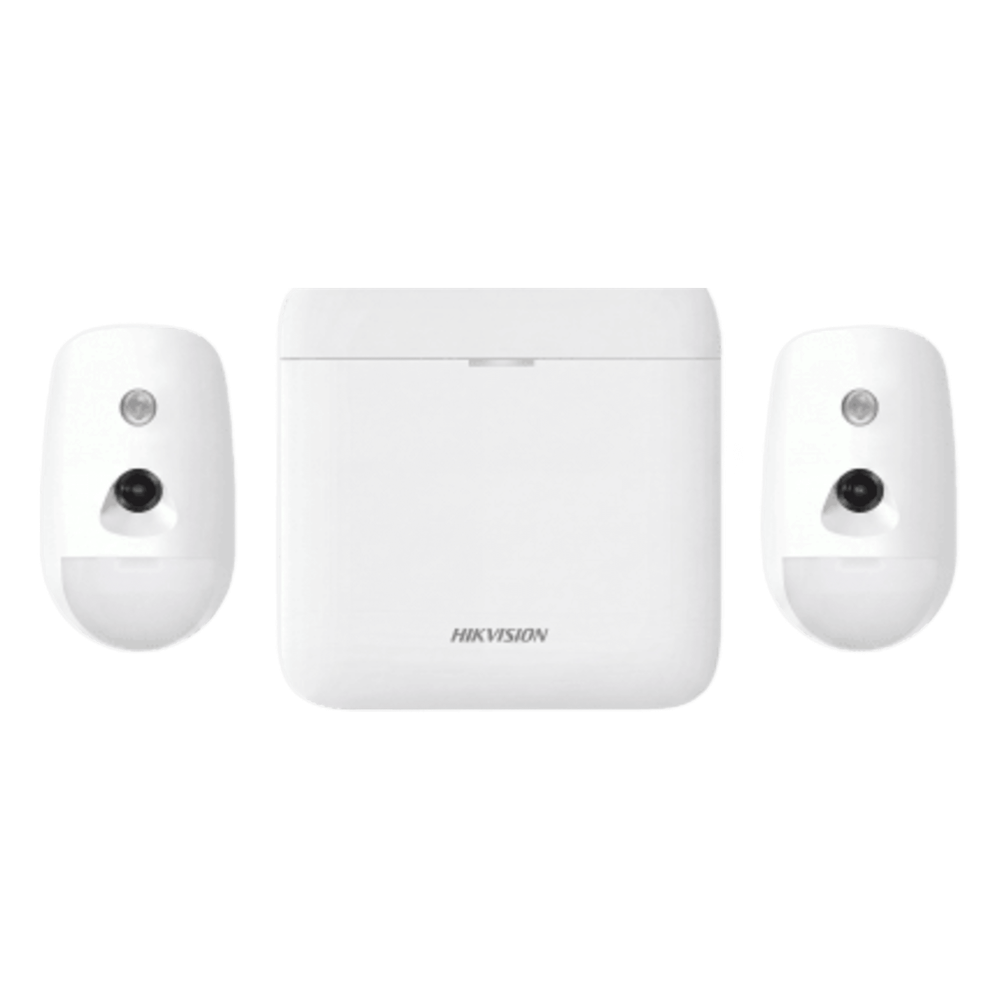 Hikvision ax-pro-kit-96-pir-cam (AX PRO) KIT de Alarma AX PRO 96 Zonas / Incluye: 1 Hub 96 Zonas con GSM y Batería de Respaldo / 2 Detectores de Movimiento con Cámara (PIRCAM) / Compatible con Hik-Connect P2P