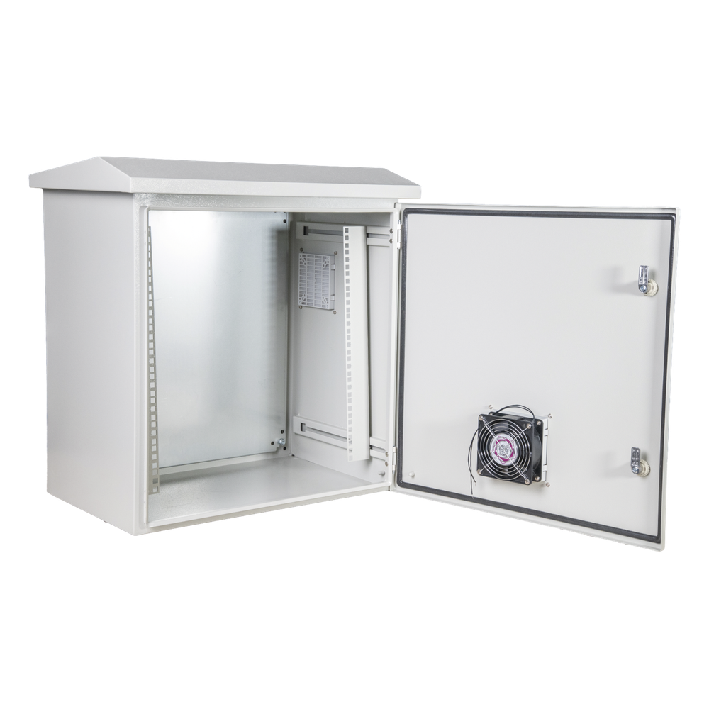 Precision pst506019ravkit Kit Gabinete Ventilado de Acero, Rack 19 11U, IP55 Uso en Exterior (593 x 609 x 399 mm) con Placa Trasera Interior Metálica y Compuerta Inferior Atornillable. Incluye Ventilador, Ventilas, filtros, Terminal de Tierra Física.