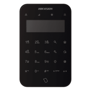 Hikvision ds-pk1-lt-wb/black (AX PRO) Teclado Inalámbrico con Pantalla LCD para Armado y Desarmado / Color Negro / Funciones de Automatización para control de Relevadores