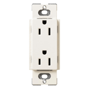 Contacto dúplex de pared 15 A con conexión a tierra, línea Satin Colors de Lutron, color Biscuit
