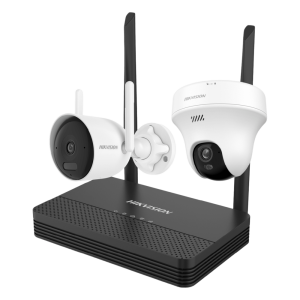 Hikvision nks4223wbth Kit IP Inalámbrico 2 Megapíxel / NVS 4 Canales / 1 Cámara Bala Exterior + 1 Cámara Turret Interior con Lente 2.8 mm y Dual Light / Audio Bidireccional (Micrófono y Bocina) / Soporta Micro SD de 512 GB