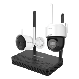 Hikvision nks422wbph Kit IP Inalámbrico 2 Megapíxel / NVS 4 Canales / 1 Cámara Bala Exterior + 1 Cámara Turret Interior con Lente 2.8 mm y Dual Light / Audio Bidireccional (Micrófono y Bocina) / Soporta Micro SD de 512 GB