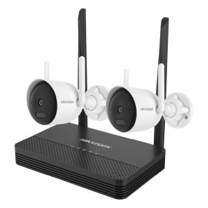Hikvision nks422wbh Kit IP Inalámbrico 2 Megapixel (1080p) / NVS 4 Canales / 2 Cámaras Bala para Exterior con Lente 2.8 mm y Dual Light (30 mts IR + 20 mts Luz Blanca) / Audio Bidireccional (Micrófono y Bocina) / Soporta Micro SD de 512 GB