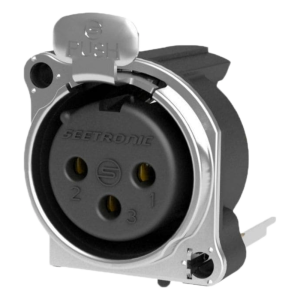 Seetronic scadf3-v Conector XLR Hembra de 3 Polos | Montaje Vertical para Placa de Pared | Brida Metálica