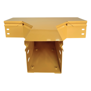 Charofil chfbth4x4r8epk CHFIBER T Horizontal de Aluminio para Fibra Óptica, 4 de Peralte, 4 de Ancho y Radio de 8, con Pintura Epóxica Amarilla, Incluye Tapa, un Par de Coples y Tornillería