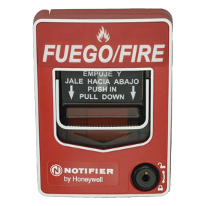 Notifier nbg-12wlsp Estación manual de pull inalámbrica direccionable de doble acción con reset por llave, malla SWIFT y protocolo FlashScan, texto en español