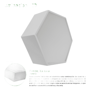 Jwj jlcr-2008-b Lampara LED Poligonal de 18 W / 1 800 lm /  127-265V~50/60Hz / Acabado Blanco Mate / Angulo de Luz  140° / Dimensiones 230 x 100 mm (Largo y Alto) / Sobreponer /Luz Fría 6 500 K