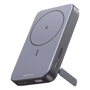 Ugreen 15086b Power Bank MagSafe de 10000mAh NEXODE | 20W | 1 USB-C | 1 USB-A | Carga Rápida bidireccional | Soporta modo Standby | Soporte Plegable |  Ultra Delgado | Ultra ligero | Compatible con iPhone 15/14/13/12 | Color Gris.