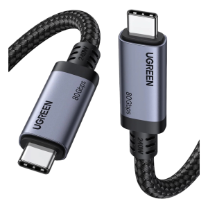 Ugreen 65383 Cable USB-C Thunderbolt 5 / 80 Gbps Bidireccional / 120 Gbps Unidireccional / 1 m (3.28 ft) / 24 Pines / E-Marker IP2133H / 5A Máximo / Aluminio + Cobre Blindado