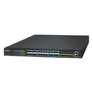 Planet xgs-6350-16x8y4c Switch Gestionado Capa 3 Multi-puerto 10G/25G + 2/4-Puerto 100G QSFP28 / 880-1520 Gbps Non-Blocking / Stacking 10 Unidades / Enrutamiento OSPF, BGP, RIP, VRRP / ERPS G.8032 / Slot Para Fuente Redundante AC/DC / Data Center y AI Infrastructure