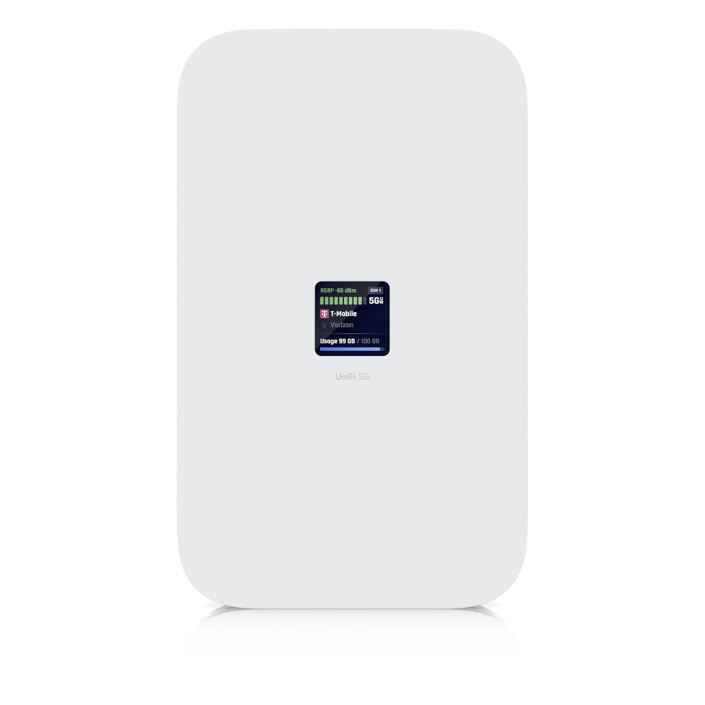 Ubiquiti u5g-max UniFi Módem 5G de Alto Rendimiento Hasta 3.4 Gbps para Implementaciones UniFi, Adopción Instantánea por Puerto PoE, Configuración Automática, Doble SIM/eSIM y Failover Inteligente