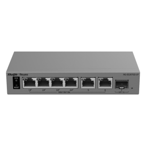 Ruijie rg-es207gs-lp Switch Gigabit Smart Cloud Managed PoE+ / 7 Puertos (4 PoE+ 40 W) / 1 SFP Gigabit / Capa 2 / Gestión Cloud / Modo CCTV / Protección 6 kV / Fanless / Gabinete Metálico