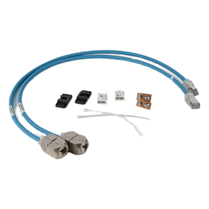 2 Cables In-Line Para Conexión en Campo de Jack a Plug RJ45 Cat6A / Blindado S/FTP / Patch Cord Azul 0.5 m / Ideal para Access Point, Cámaras IP y Gabinetes con Espacios Reducidos / CM/LSOH-1 / 28 AWG / Compatible con PoE / 2 Piezas