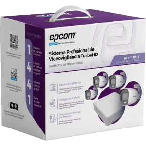 Epcom Professional b8-kit-twa Kit TurboHD 1080p / DVR 4 Canales / 4 Cámaras Bala Dual Light  con Microfono Integrado / Fuente de Poder / Accesorios de Instalación