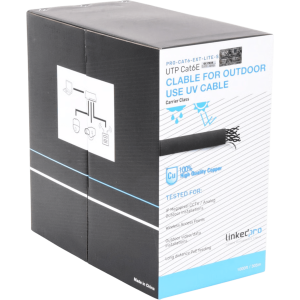 Linkedpro By Epcom pro-cat-6-ext-lites-v2 Bobina de Cable 305 Metros (1000 Pies) Cat6, 24 AWG, Climas Extremos, Color Negro, Sin Blindar, para Intemperie