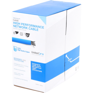 Linkedpro By Epcom pro-cat-6-lite-v2 Bobina de Cable de 305 Metros (1000 Pies) Cat6, CM, 24 AWG, Alto Rendimiento, ETL, UL, Color Azul, Super Flexible, para Aplicaciones de Videovigilancia, Video HD, y Redes de Datos. Uso Interior