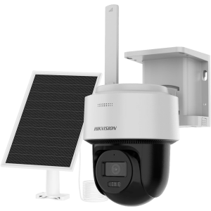 Hikvision ds-2cfsp4/4g-sim Kit Solar IP All in One / AOV / PT IP 4 Megapixel / Lente 2.8 mm / Panel Solar + Batería de Respaldo de Litio (9000 mAh) / Audio Bidireccional / Dual Light / IP66 / Micro SD