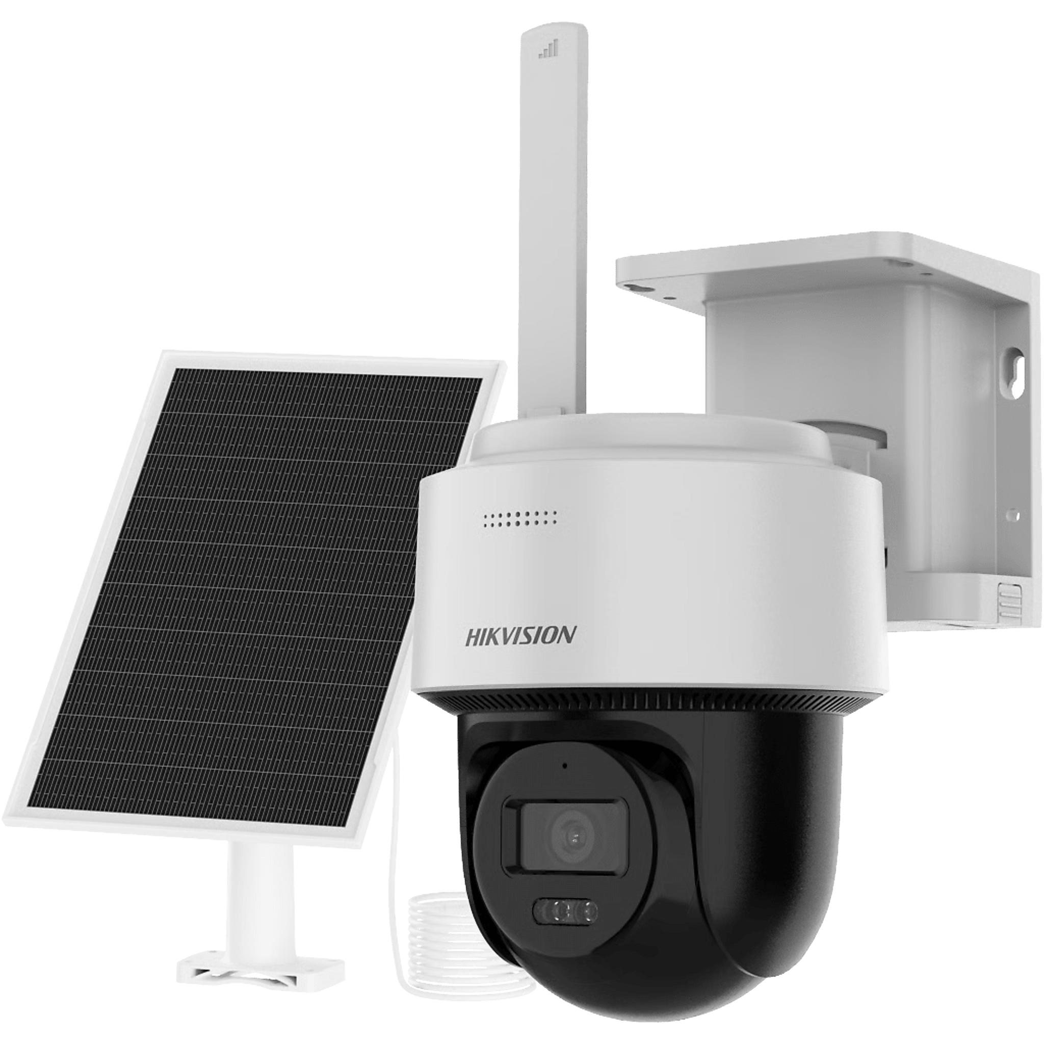 Hikvision ds-2cfsp4/4g-sim Kit Solar IP All in One / AOV / PT IP 4 Megapixel / Lente 2.8 mm / Panel Solar + Batería de Respaldo de Litio (9000 mAh) / Audio Bidireccional / Dual Light / IP66 / Micro SD