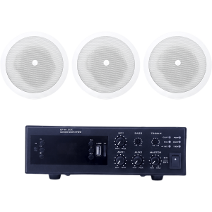 Epcom Proaudio epb120e/3cs KIT de Amplificador de 120W para Escritorio | 3 Altavoces de Plafón de 5 | 3.75 - 30W | Sistema 70/100V