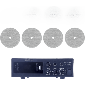 Epcom Proaudio epb120e/4cst KIT de Amplificador de 120W para Escritorio | 4 Altavoces de Techo de 6 | 20W | Sistema 70/100V