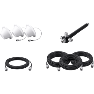 Epcom ep1div-3ant-4ccn Kit de 3 Antenas Omnidireccionales tipo Domo y Divisor de Potencia de 4 salidas / Jumpers Coaxiales de 3 m y tres de 15 m con conectores N macho