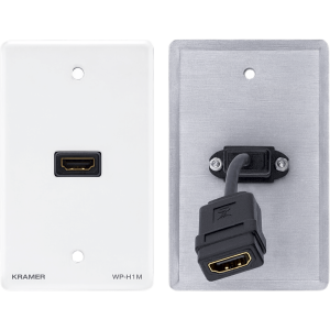 Kramer wp-h1m(wp-hdmi1m)/us(w) Wall Plate Pasivo HDMI | Conexión HDMI Frontal y Trasera | Cable Plano Flexible | Formatos US | Blanco