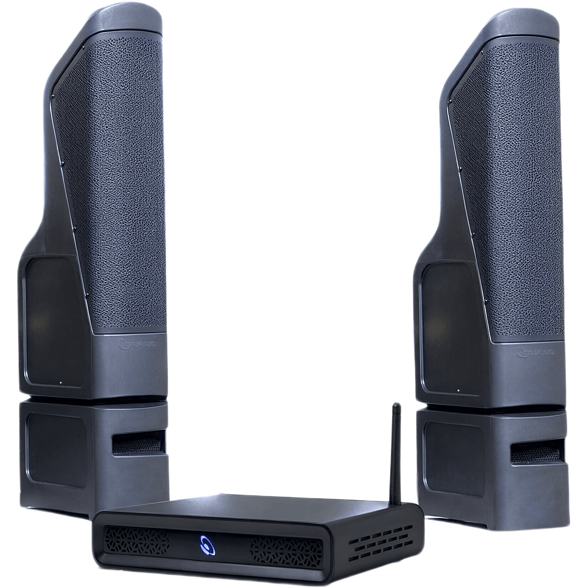 Truaudio d2t/2tt10 Kit TruAudio | Amplificador D2T 2 Canales 100W | 2 Torres Line Array Exterior TT10 200W RMS | HDMI eARC + Bluetooth 5.3 | IP56