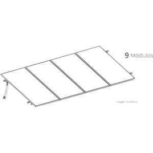 Basel kitbasel1x9 Sistema de Montaje Fotovoltaico / Estructura para Losa Plana / Una Fila / Configuración 1x9 / 9 Módulos / Inclinación 10° / Velocidad de Viento 170 km/h / Módulo 645 W / Área Total 30 m² (322.9 ft²) / BASEL