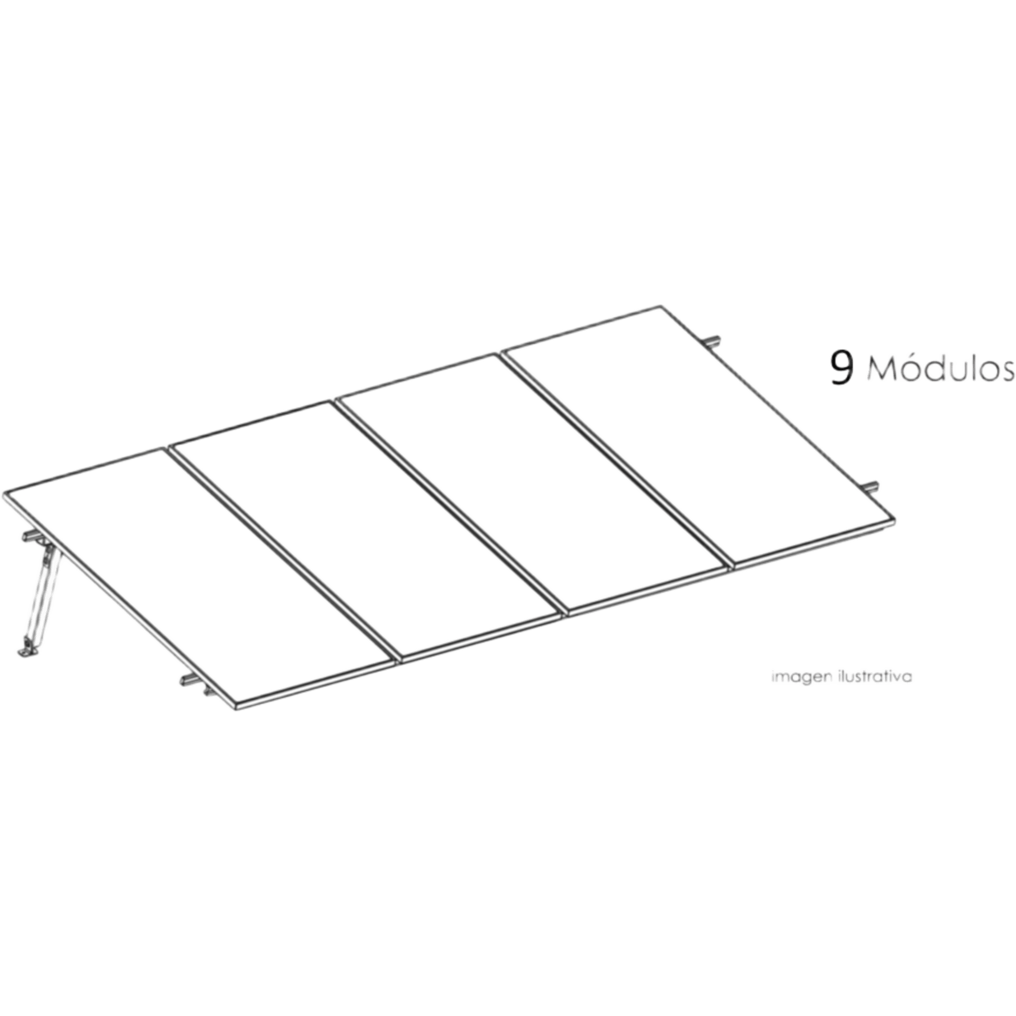 Basel kitbasel1x9 Sistema de Montaje Fotovoltaico / Estructura para Losa Plana / Una Fila / Configuración 1x9 / 9 Módulos / Inclinación 10° / Velocidad de Viento 170 km/h / Módulo 645 W / Área Total 30 m² (322.9 ft²) / BASEL
