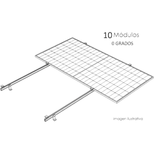 Basel kitbasel1x10a0 Sistema de Montaje Fotovoltaico / Losa Inclinada / Configuración 1x10 / 10 Módulos de 645 W / Viento 170 km/h / Área 33 m² / Riel E-O 11.58 m (38 ft) / Span Real 1.57 m (5.15 ft) / BASEL Racking Systems