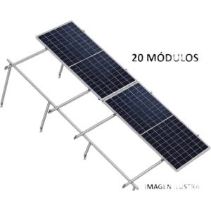 Basel kitbasel2x10 Sistema de Montaje Fotovoltaico / BASEL Racking Systems / Losa Plana Dos Filas / 20 Módulos 645 W / Viento 170 km/h / (Inclinación 10°) / Despiece Completo