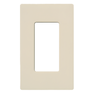 Placa de pared de 1 gang sin tornillos visibles, acabado brillante en color almendra claro (Light Almond), línea Claro para atenuadores, interruptores y controles Lutron