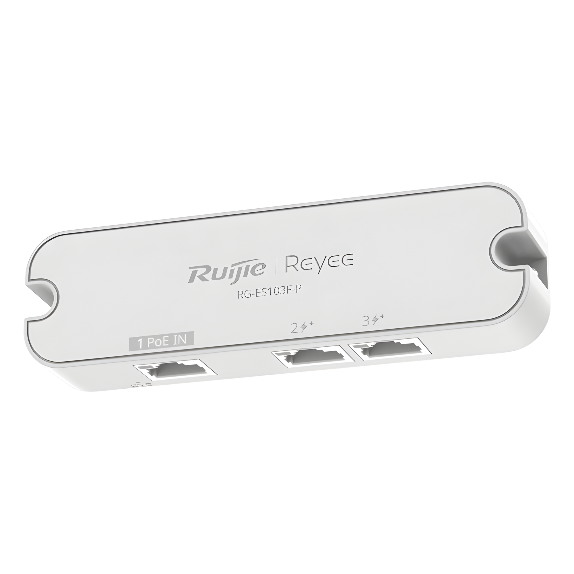 Ruijie rg-es103f-p Switch No Administrable PoE-In 3 Puertos / 2 Puertos PoE+ 10/100BASE-T / 1 Puerto PoE-In 10/100BASE-T / Presupuesto PoE 30 W / Switching 0.6 Gbps / Protección 4 kV / Plug and Play / Montaje Pared/Escritorio