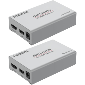 Hikvision ds-52ex01hi-4k/demo Kit Extensor de Video y Audio HDMI / 4K (3840×2160) a 60 Hz / Hasta 120 m (393.7 ft) con Cat 6 / Cero Latencia / Plug-and-Play / Transmisor y Receptor