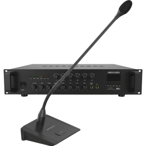 Hikvision ds-qaekitmic-120 Kit de amplificador de Audio + Micrófono | Voceo | Música ambiental  | 120 watts