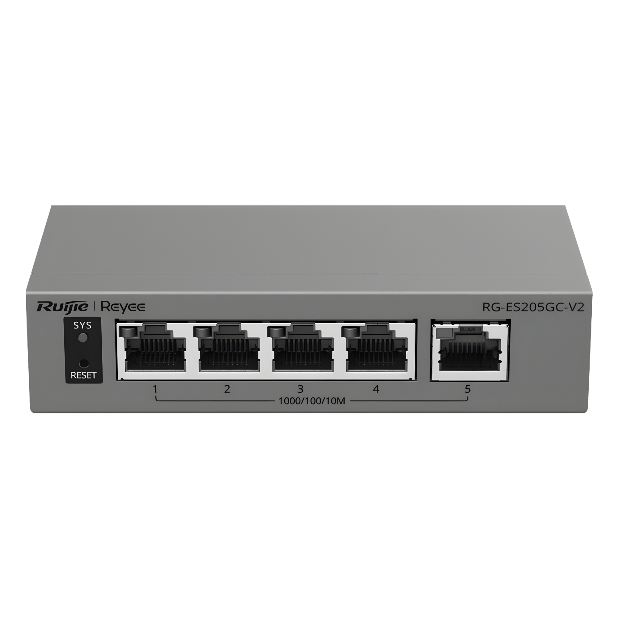 Ruijie rg-es205gc-v2 Switch Capa 2 Gestionado en la Nube / 5 Puertos Gigabit / Switching 10 Gbps / Forwarding 7.44 Mpps / Diseño sin Ventilador / Protección 6 kV / Modo CCTV de un Clic / 32 VLANs / Gabinete Metálico / Ruijie Cloud
