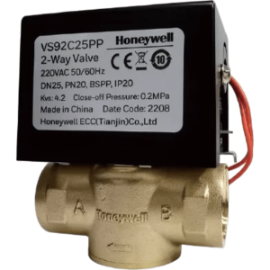 Válvula de control eléctrica de 2 vías con retorno por resorte para fan coil, DN25, conexión BSPT, 220 V CA