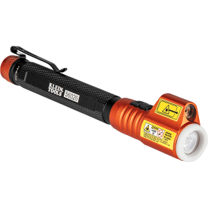 Klein Tools 560-26r Minilinterna LED de Inspección con puntero láser / 70 Lúmenes /  Láser Rojo Clase 3R / Cuerpo de Aluminio / Clip de Bolsillo Extraíble / Anillo que Brilla en la Oscuridad / 2 Baterías AAA / 6 Horas de Autonom&iacu