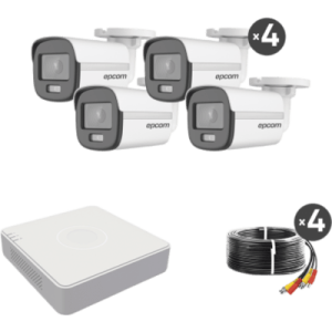 Epcom Professional b8-kit-cv Kit TurboHD 1080p Lite / DVR 4 Canales / 4 Cámaras Bala 2 Megapixel ColorVu / Fuente de Poder / Accesorios de instalación