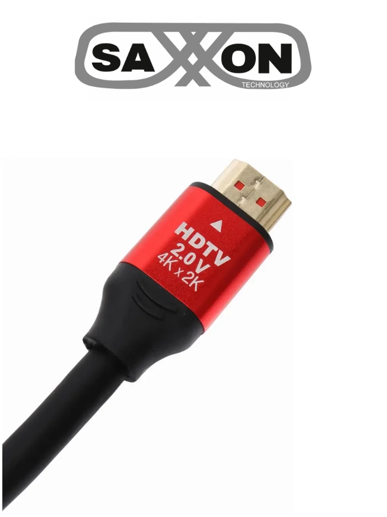 SAXXON HDMI-OF150 - Cable HDMI de 15 Metros por Fibra Óptica 4K@60Hz / Fibra 4 hilos + 7 hilos cobre estañado / Compatible con HDMI 2.0 / Alta velocidad 18 Gbps / 3D / HDR / Caja de Aleación de Zinc / Calidad Premium