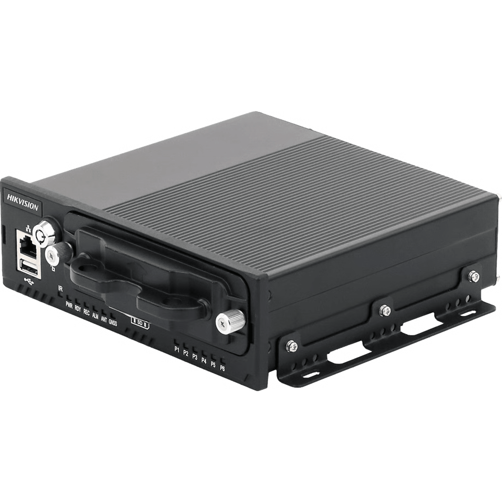 Hikvision ae-mn5043(rj45)/demo NVR Móvil Vehicular de 8 Canales / 4 PoE + 4 vía Switch / 2 Megapixel / H.265 / GPS + Sensor G / 2 Bahías HDD / RJ45 / Aluminio Industrial