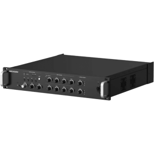 Hikvision ds-qaz1a500g1vb2/demo Amplificador de audio | 2 zonas de 250W  | 100V/70V | Calendarización de eventos | Biblioteca de Materiales de Audio | Entrada de Alarma