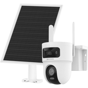 Hikvision ds-2cfsp8-d/4g/demo Kit Solar IP All in One Doble Lente / AOV / PT IP 4 Megapixel Lente 4 mm / Fijo 4 Megapixel Lente 2.8 mm / Panel Solar + Batería de Respaldo de Litio (9000 mAh) / Conexión 4G / Audio de Dos Vías / Dual Light / IP66 / Micro SD